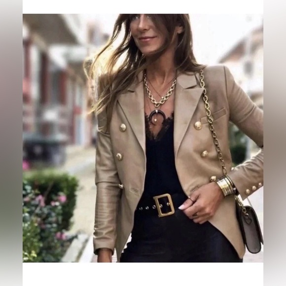 dea the label Jackets & Blazers - DEA the Label Nude Sorrento Leather Bella Blazer Jacket | Size US 6 nwt women